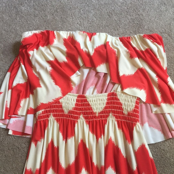 🌷 Coral & White Chevron Dress - Picture 5 of 8